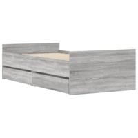 vidaXL Bedframe met lades grijs sonoma eiken 75x190 cm Small Single, bed, bed met opbergruimte, 1-persoons bedframe, 1-persoonsbed