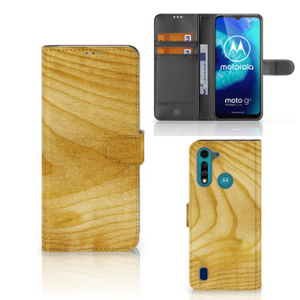 Motorola G8 Power Lite Book Style Case Licht Hout