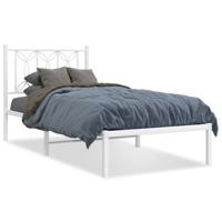 Bedframe met hoofdbord metaal wit 90x190 cm