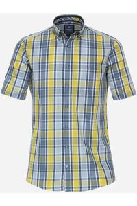 Redmond Casual Regular Fit Overhemd Korte mouw blauw/geel