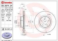 Remschijf BREMBO, Remschijftype: Binnen geventileerd, u.a. für Subaru, Toyota