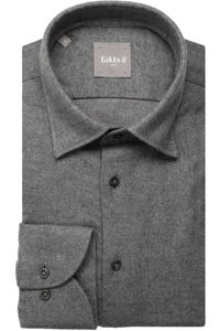 fakts Slim Fit Overhemd grijs, Effen