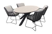 4 Seasons Fabrice antraciet / GI Edison 180 x 115 cm. tafel - ovale tuinset - thumbnail