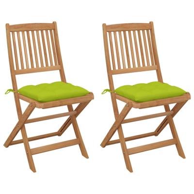 vidaXL Tuinstoelen 2 st inklapbaar met kussens massief acaciahout