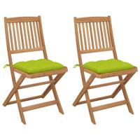 vidaXL Tuinstoelen 2 st inklapbaar met kussens massief acaciahout