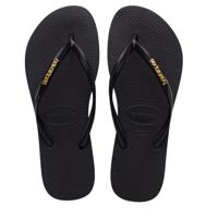 Havaianas Havaianas - Slim Logo Metallic black gol Zwart Rubber Teenslippers Dames