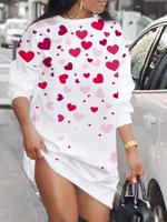 Katoen mengsels Casual hart voorjaar Lang mouw breien Jurk