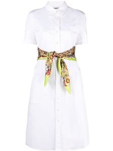 Moschino robe-chemise mi-longue à taille nouée - Blanc