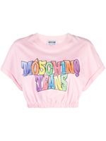 MOSCHINO JEANS t-shirt crop à logo imprimé - Rose