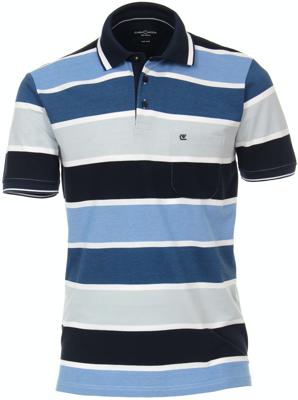 Casa Moda Poloshirt Grijs En Blauw Gestreept Pique