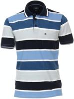 Casa Moda Poloshirt Grijs En Blauw Gestreept Pique