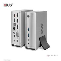 CLUB3D USB type C Universeel docking station 2x USB Gen2 Type-A 1x USB Gen1 Type-A 1x USB Type-A (ROOD) Smart Charging-poort 5V/2.4A Max. • 2x HDMI (DP Alt Mode) 1x DP (DP Alt Mode) 1x VGA 1x RJ45 max.120 Watt opladen - thumbnail