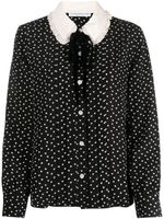 Alessandra Rich blouse en soie à cœurs - Noir