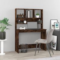 Bureau met schappen 102x45x148 cm bewerkt hout gerookt eiken - thumbnail