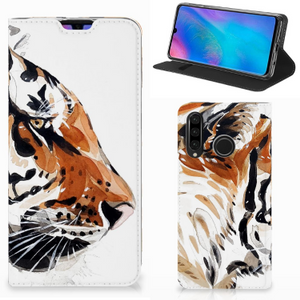 Bookcase Huawei P30 Lite New Edition Watercolor Tiger