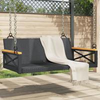 Schommelbank 109x62x40 cm poly rattan zwart - thumbnail