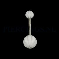 Navelpiercing acryl beachbal wit-transparant