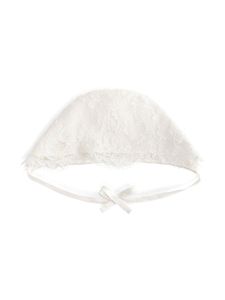 Dolce & Gabbana Kids bonnet en dentelle à détail de nœud - Blanc