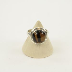 Zilveren Ring met Tijgeroog Maat 17 Model 1 (Sterling Zilver 925)