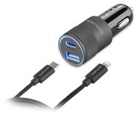 4smarts Rapid+ Autolader Met Lightning Kabel - Blauw / Zwart