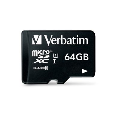 Verbatim MICRO SDXC 64GB CL 10 ADAP microSDXC-kaart 64 GB Class 10 Incl. SD-adapter