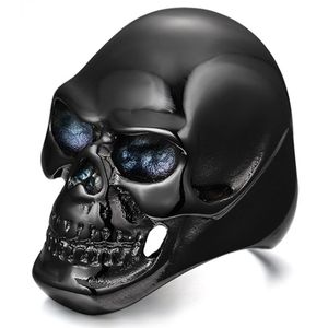 Stalen herenring Skull Black-21mm