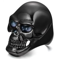 Stalen herenring Skull Black-18mm - thumbnail