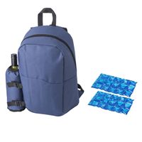 Grote koeltas rugtas/rugzak blauw met 2 stuks flexibele koelelementen 18 liter - thumbnail