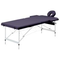 VidaXL Massagetafel inklapbaar 2 zones aluminum paars