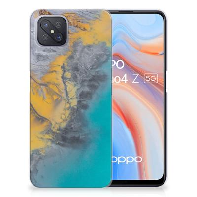 OPPO Reno4 Z | A92s TPU Siliconen Hoesje Marble Blue Gold