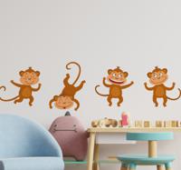 Stickers kinderkamer Grappige apen