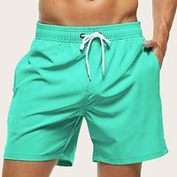 Voor heren Boardshorts Zwemshorts Lange zwembroeken Strandshorts Trekkoord met Mesh-voering Elastische taille Effen Ademend Zacht Korte Casual Dagelijks Feestdagen Streetwear Hawaii Zwart Groen Zwart Lightinthebox - thumbnail