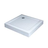 Douchebak Trevi Hoog Vierkant 80x80x16,5cm Antislip SMC Wit met Potenset en Afneembaar Paneel