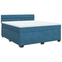 vidaXL Boxspring met matras fluweel blauw 180x200 cm, boxspring, ledikant, bedframe, bed, boxspring bed, bedbodem, seniorenbed, senioren bed