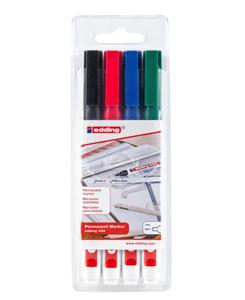 Edding 400 4-400-4 Permanent marker Blauw, Groen, Rood, Zwart Watervast: Ja