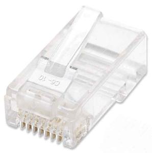 Intellinet 790055 Intellinet verpakking van 100 stuks Cat5e modulaire RJ45-stekker UTP 2-voudige klem voor gevlochten draad 100 stekkers per pot 790055