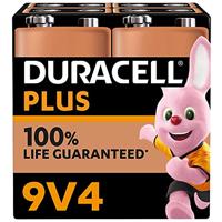 Duracell Plus 9V-batterijen (4 stuks) - Alkaline batterijen - 100% levensduurgarantie - Betrouwbaar voor dagelijks gebruikte apparaten - 0% plastic verpakking - 5 jaar te bewaren - 6LR61 MN1604