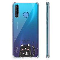 Huawei P30 Lite Stevig Bumper Hoesje Cat Good Day - thumbnail