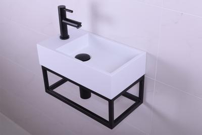 Saniclear Alaska solid surface fontein set links met zwarte kraan Saniclear Alaska solid surface fontein set links met zwarte kraan