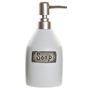 Zeeppompje/zeepdispenser wit polystone 350 ml   -