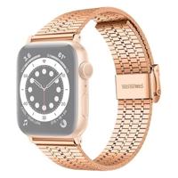 By Qubix - Metalen bandje - Rosé goud - Compatible met Apple watch 44mm / 45mm / 46mm / 49mm - Compatible Apple watch bandjes