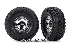 Traxxas Tires & wheels, assembled, glued (2.2' chrome wheels, Canyon Trail 5.3 x 2.2' tires) (2)/ center caps (2)/ decal sheet (TRX-8159X)