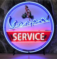 Vespa Service Neon Verlichting Met Achterplaat - 81 x 81 cm - thumbnail