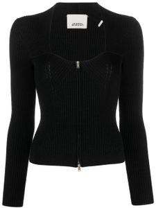 ISABEL MARANT ribbed-knit scoop-neck cardigan - BLACK