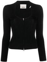 ISABEL MARANT ribbed-knit scoop-neck cardigan - BLACK - thumbnail