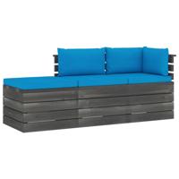 vidaXL 3-delige Loungeset met kussens pallet massief grenenhout