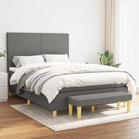 vidaXL Boxspring met matras stof donkergrijs 140x190 cm, pocketveringbed, slaapmeubel, boxspring bed, bed, boxspringbed, eenpersoonsbed