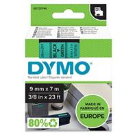 DYMO originele D1 labels | zwarte afdruk op groene tape | 9 mm x 7 m | zelfklevende labels voor de LabelManager labelmakers | gemaakt in Europa