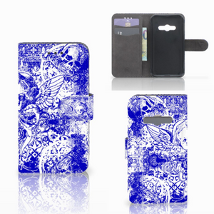 Telefoonhoesje met Naam Samsung Galaxy Xcover 3 | Xcover 3 VE Angel Skull Blauw