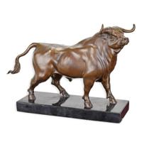 BRONZEN BEELD VAN EEN STIER MET HORENS - thumbnail